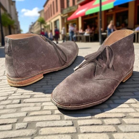 Clarks Originals Men's  US 10 10M EU 43 Brown Suede Leather Lace Up Chukka Boots - Picture 1 of 8